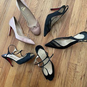 Christian Louboutin satin evening shoes, sizes 41, 42 (US sizes = 10.5, 11)